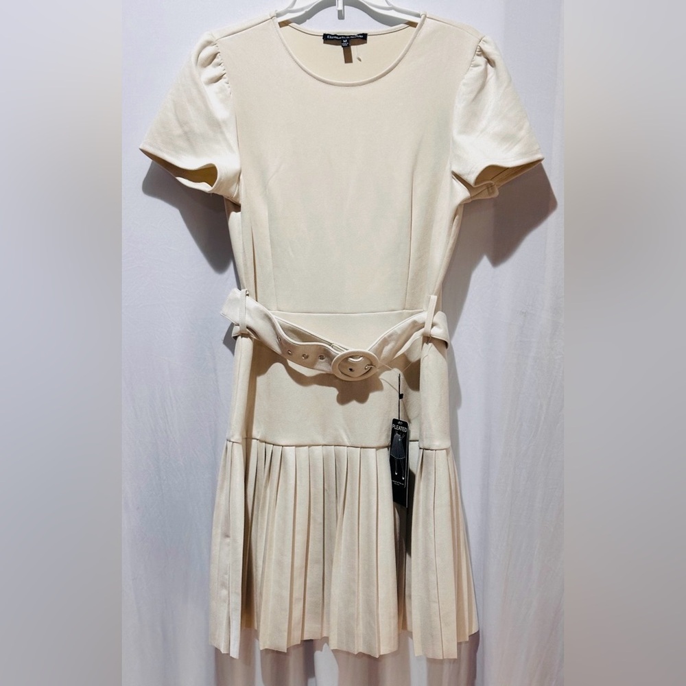 Elizabeth & Nicole New York Women’s Mini Pleated Cream Dress - Size M